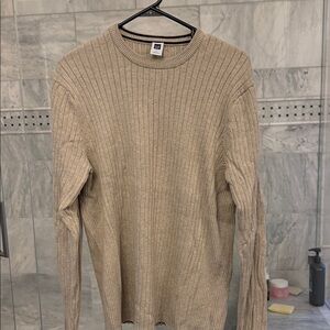 GAP Men's Ribbed Crewneck Sweater in Light Beige